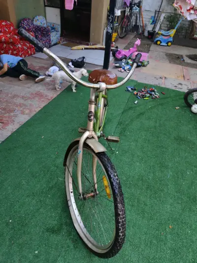 Bicicleta vintage Oxford verde con asiento marrón - miniatura 3