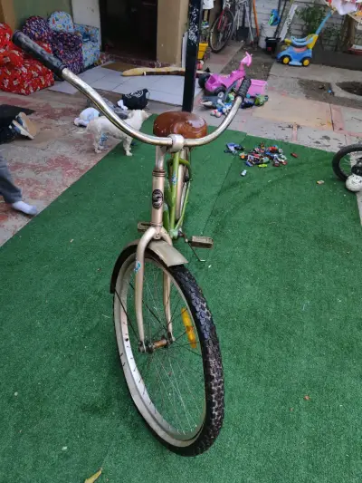 Bicicleta vintage Oxford verde con asiento marrón - miniatura 4