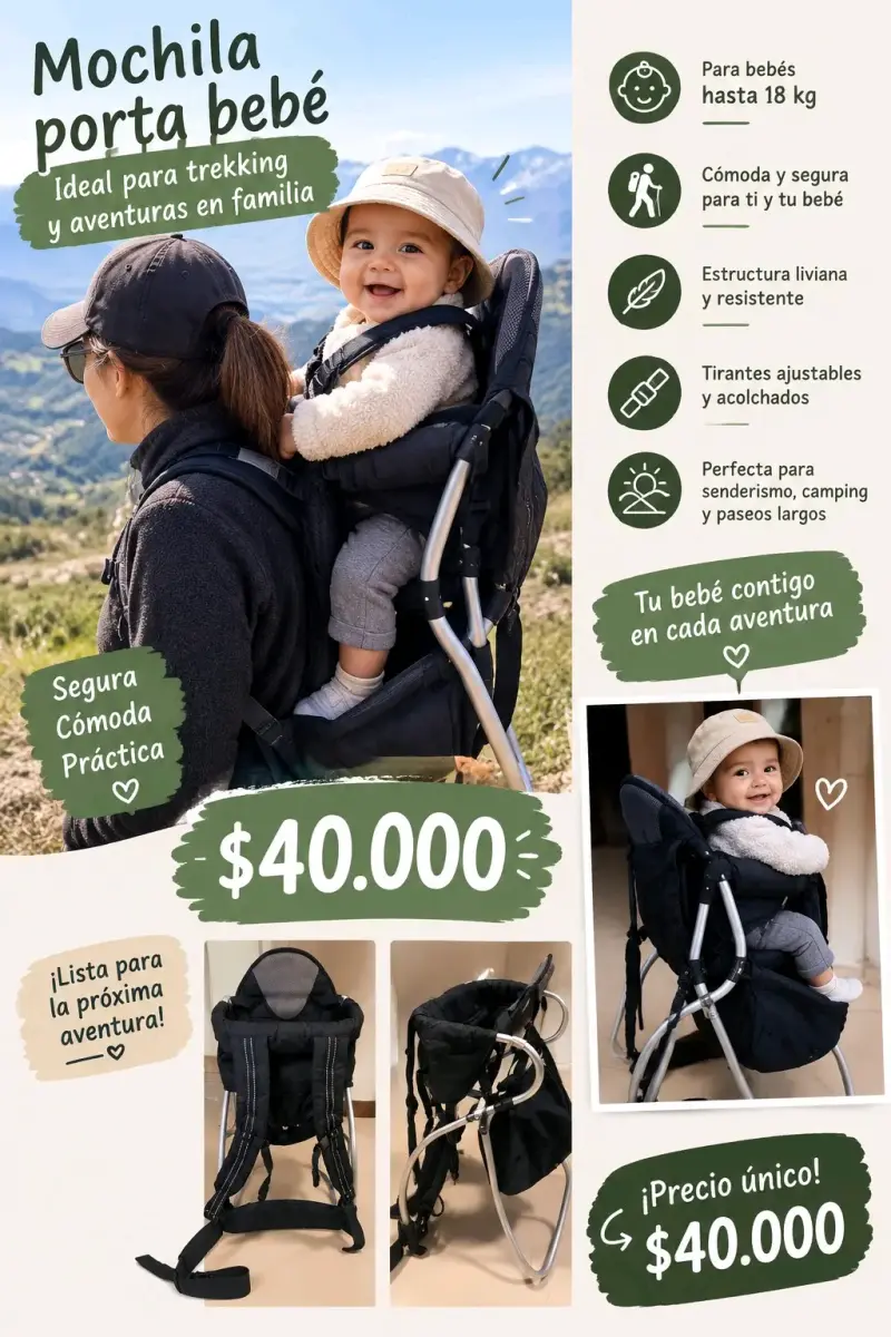 Mochila porta bebé para trekking y aventuras - 1