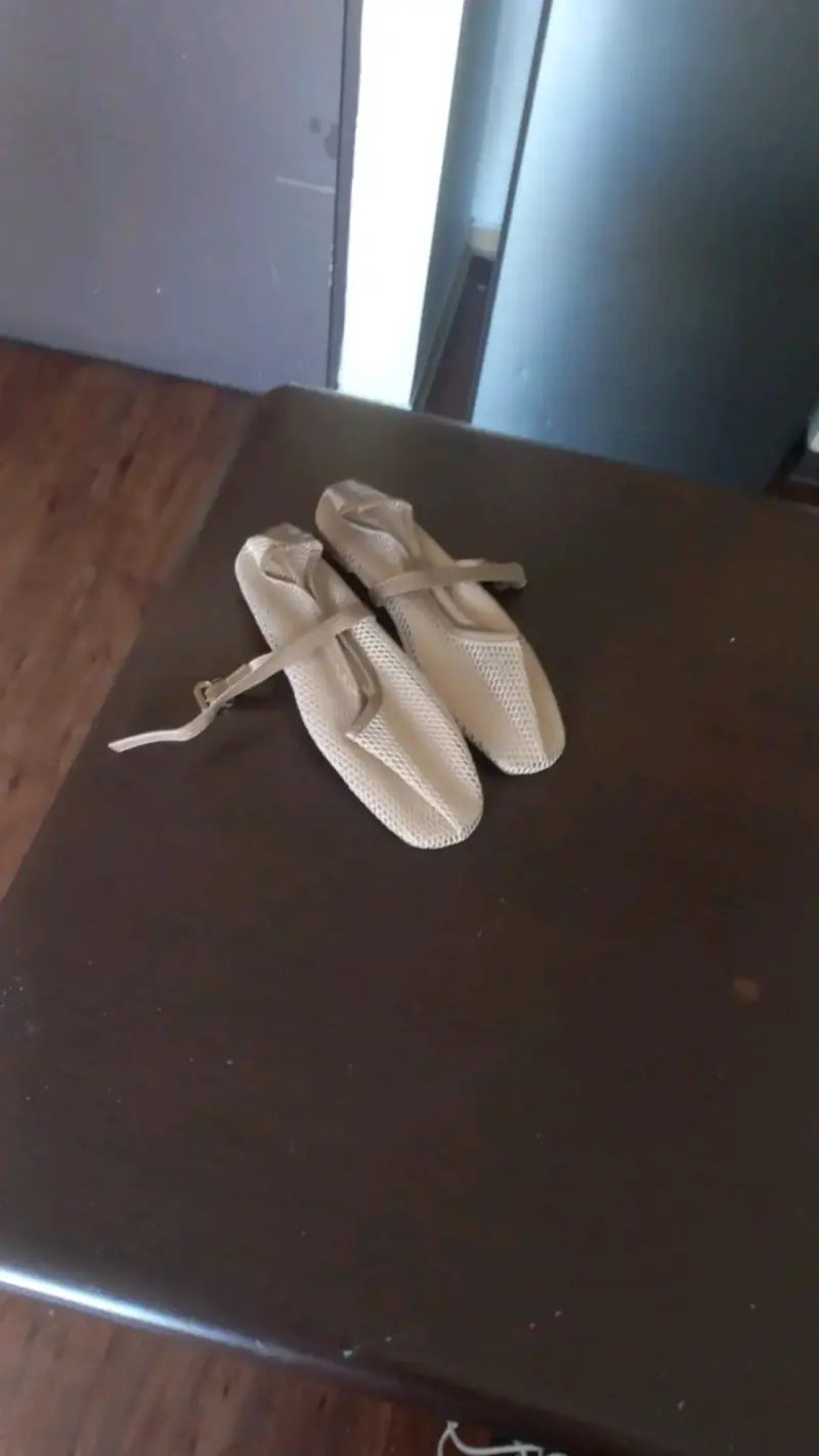 Zapatos de ballet beige con malla