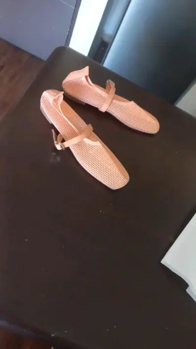 Zapatos planos de malla color rosa - miniatura 2