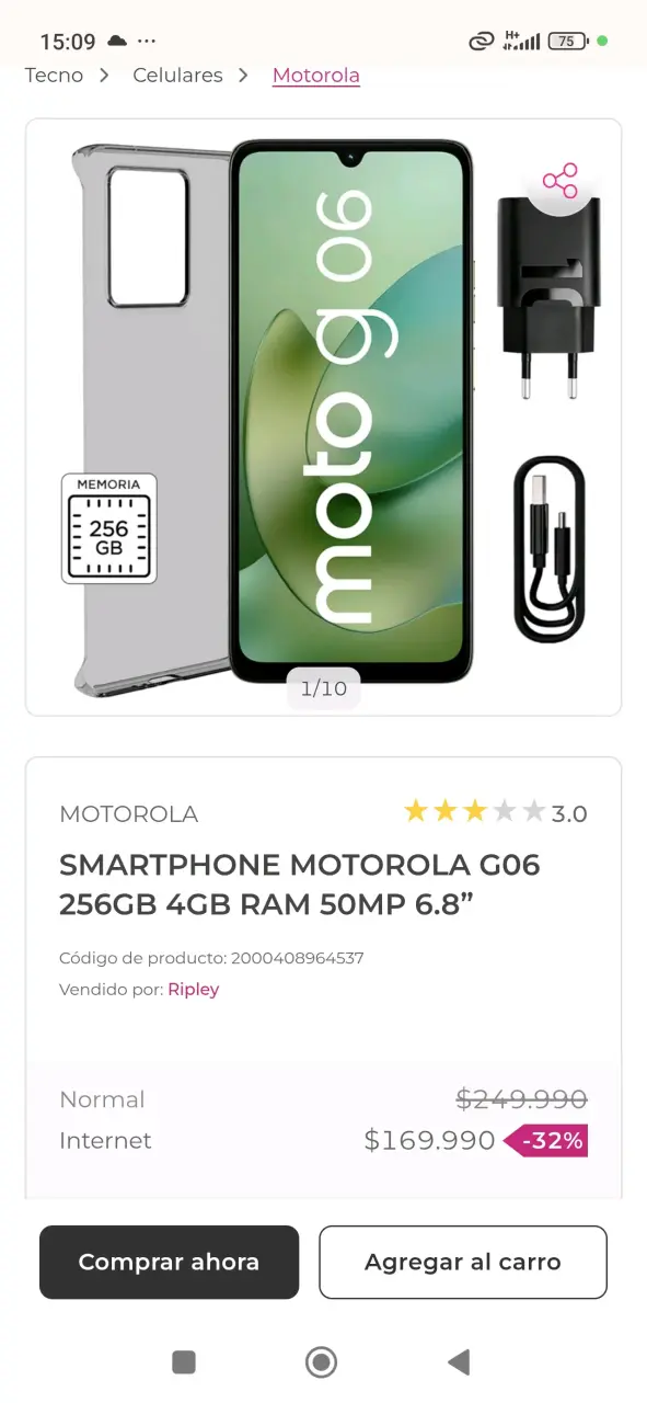 Smartphone Motorola G06 256GB 4GB RAM