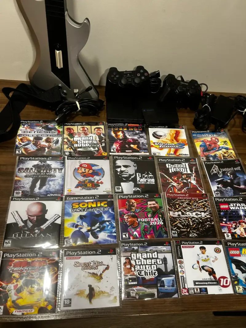 Consola Play2+Memory+2 Controles+20 juegos+Guitarr - 4