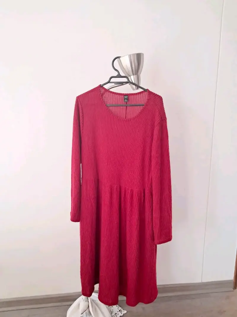 Vestido rojo de manga larga para mujer - 1