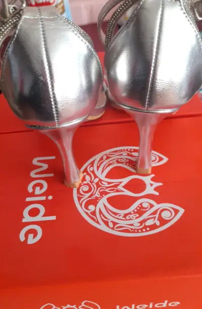 Sandalias de tacón plateadas Weide elegantes - miniatura 4