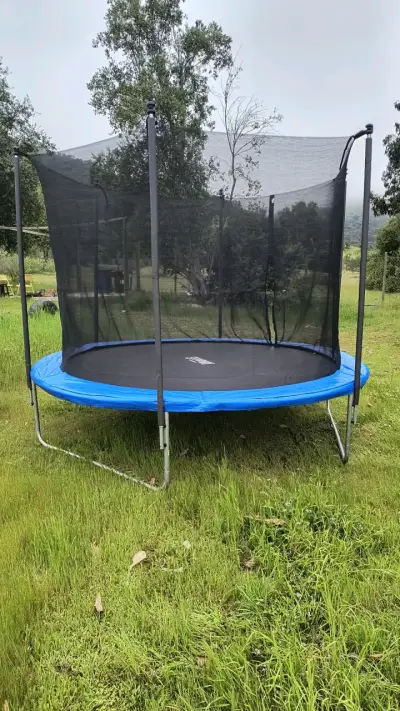 Trampolín con red de seguridad azul y negro - miniatura 1