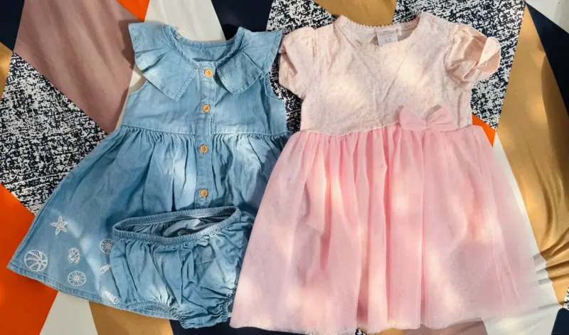 Vestidos para niña en denim y rosa - 1