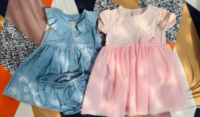Vestidos para niña en denim y rosa - miniatura 1