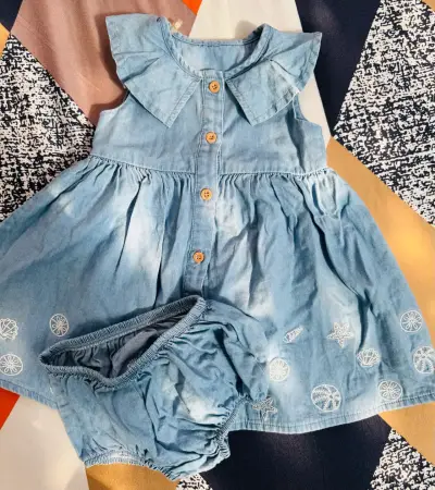 Vestidos para niña en denim y rosa - miniatura 3