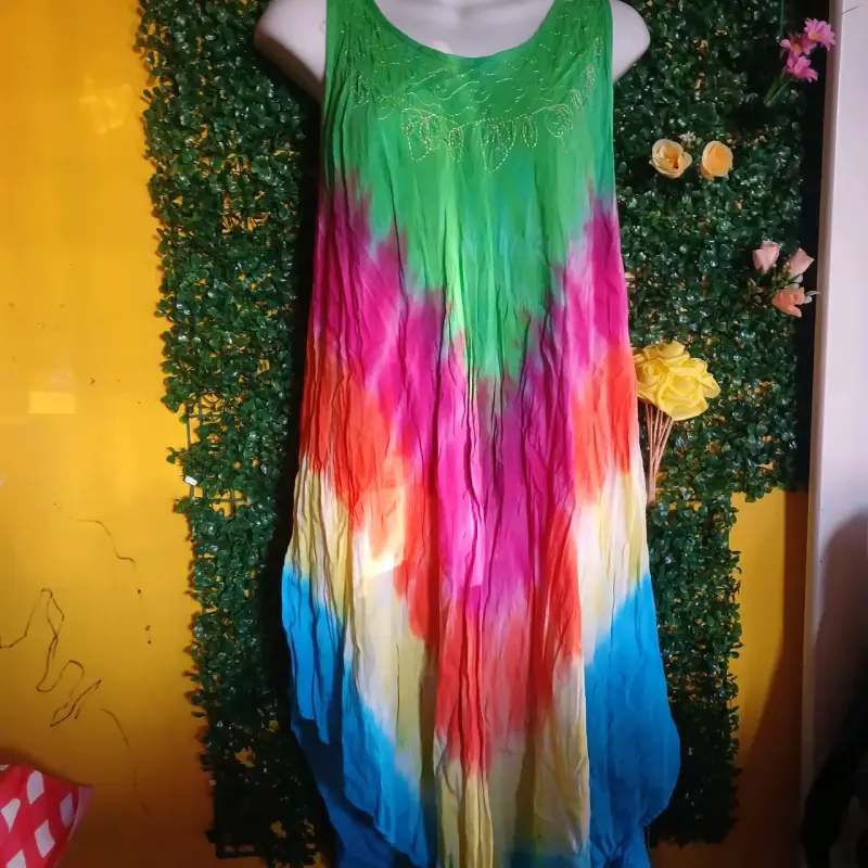 Vestido largo tie-dye multicolor - 1