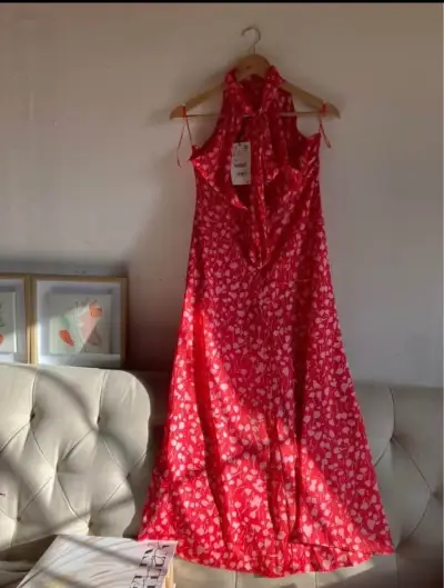 Vestido largo rojo con estampado Zara  floral - miniatura 1
