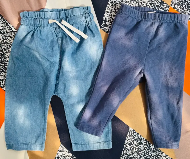 Conjunto de pantalones para bebé en denim y algodón - 1