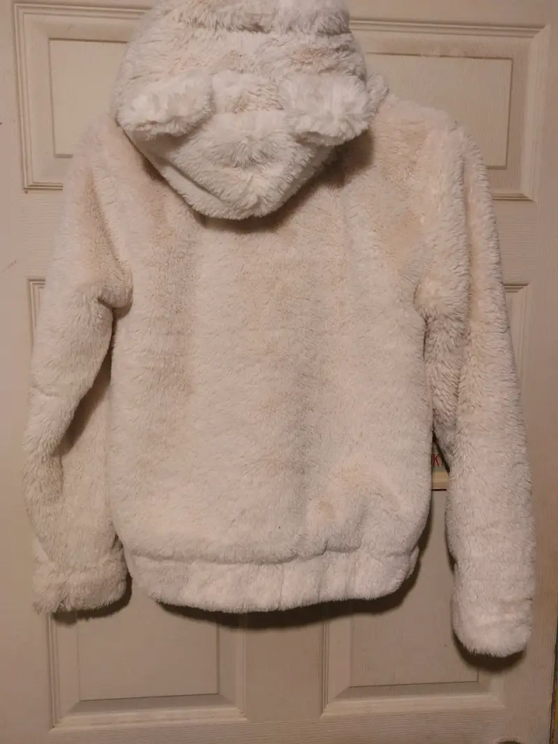 Chaqueta de felpa blanca con capucha - 1