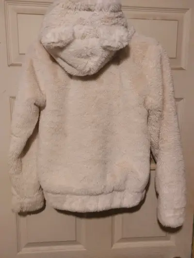 Chaqueta de felpa blanca con capucha - miniatura 1