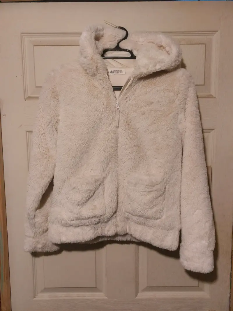Chaqueta de felpa blanca con capucha - 2
