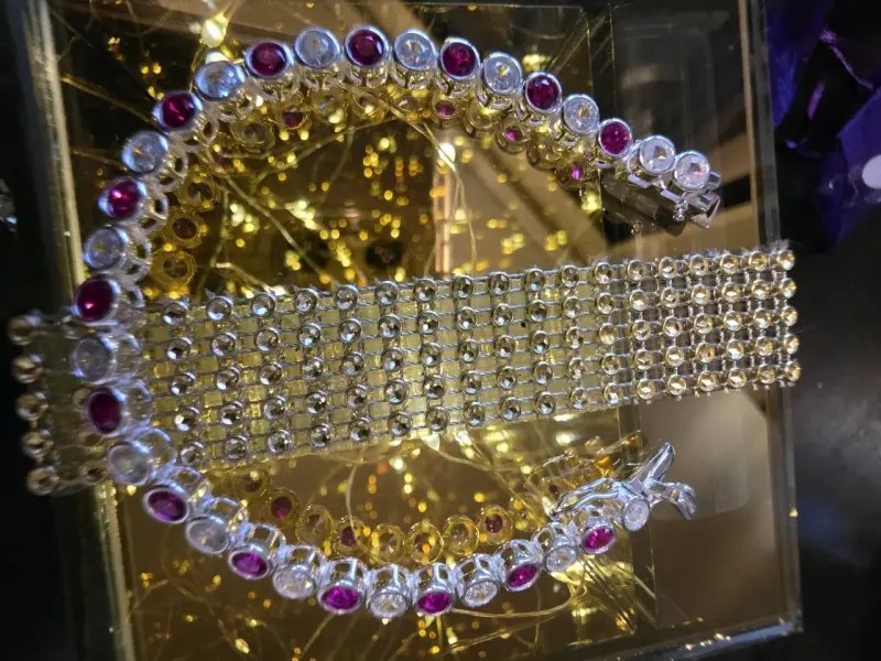 Pulsera de plata con piedras rojas y blancas - 2