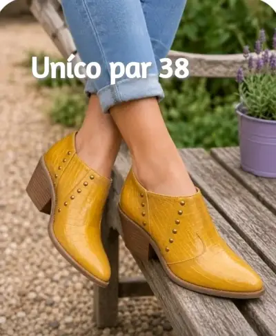 Botines amarillos de tacón con diseño de piel de serpiente - miniatura 4