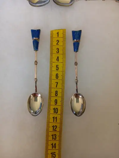 Juego de cucharas lapislázuli con plata 950 - miniatura 2