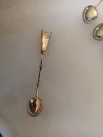 Juego de cucharas lapislázuli con plata 950 - miniatura 3