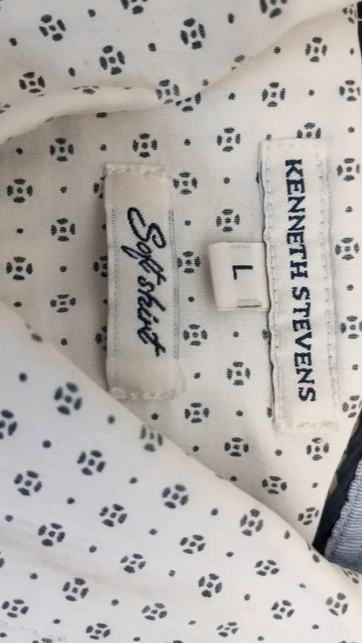 Camisa blanca estampada Kenneth Stevens talla L - 2
