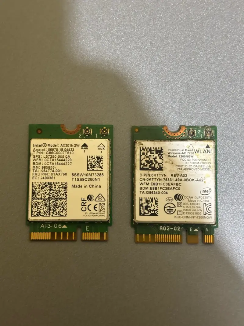 Tarjetas de Red Intel AX201NGW y 7260NGW - 1