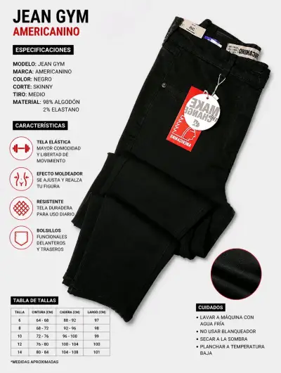 Jeans negros skinny Americano Jean Gym - miniatura 1