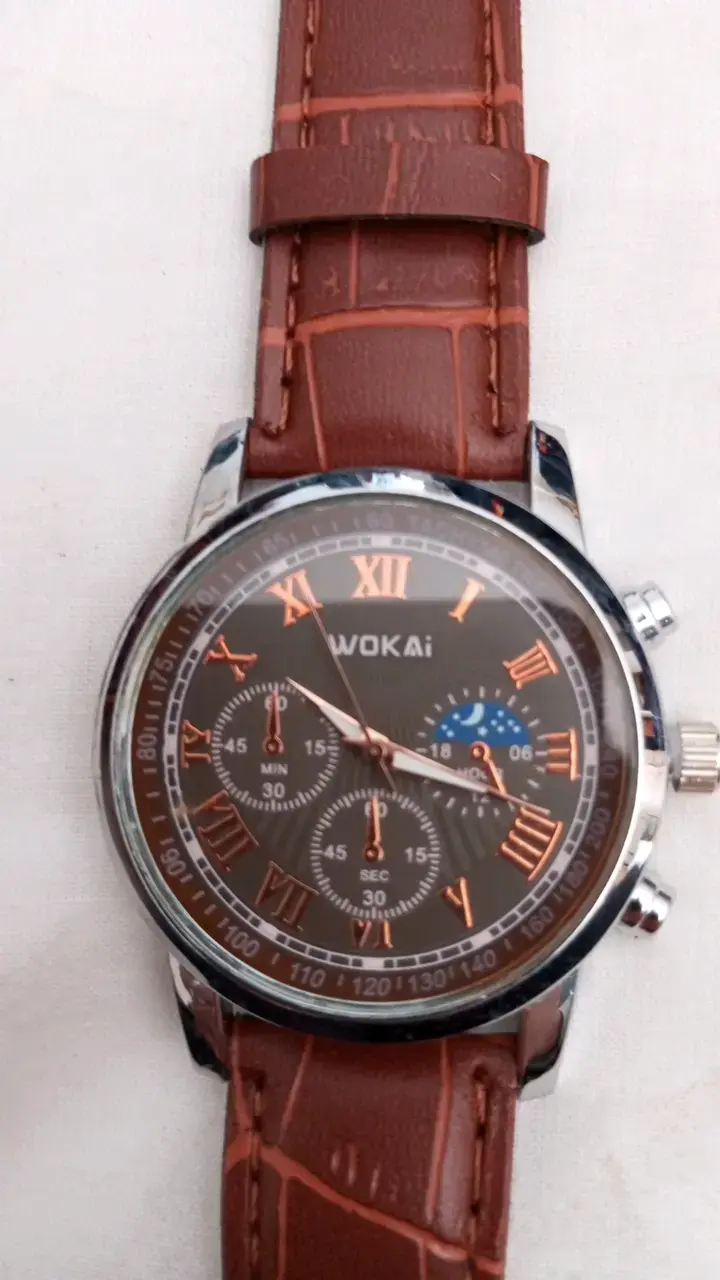 Reloj de pulsera Yoki con correa de cuero marrón - 4