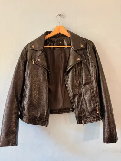 Chaqueta de cuero sintético negra FSP para mujer - miniatura 1