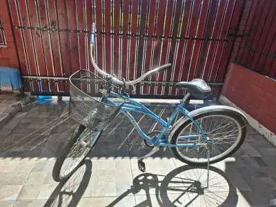 Bicicleta de paseo azul con canasto - miniatura 1