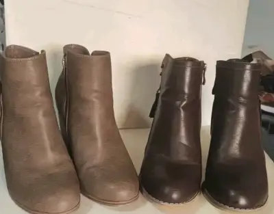 Botines de cuero marrón para mujer - miniatura 1