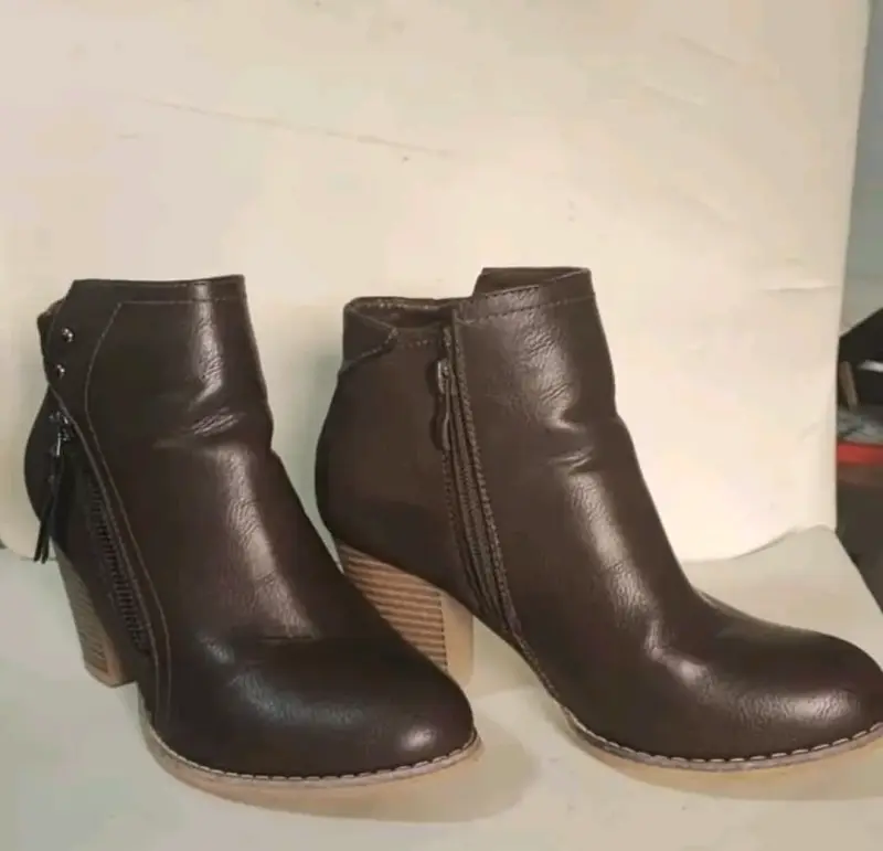 Botines de cuero marrón para mujer - 2