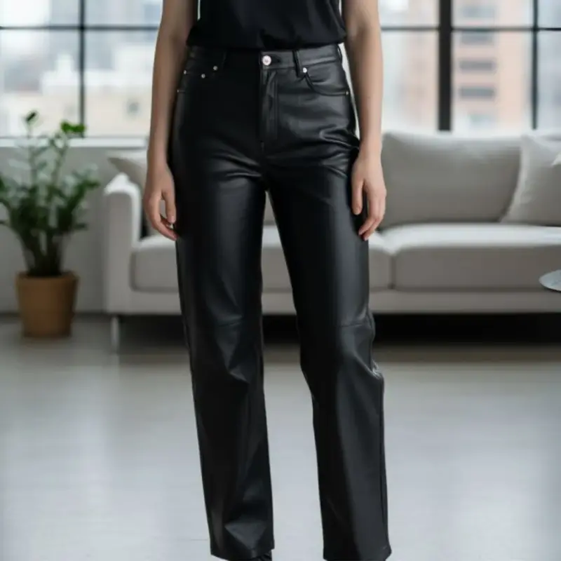 Pantalón ZARA Efecto Cuero Talla M Mujer - 5