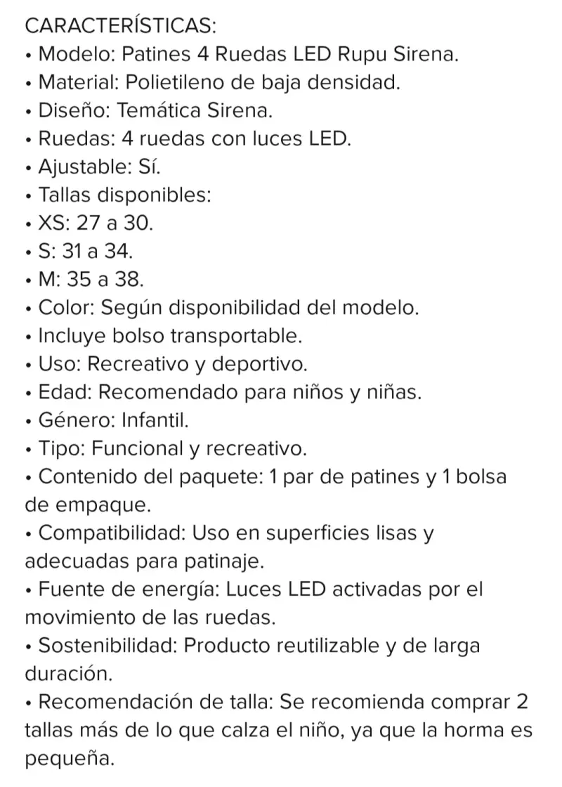 Patines 4 Ruedas LED Rupu Sirena Ajustables - 3