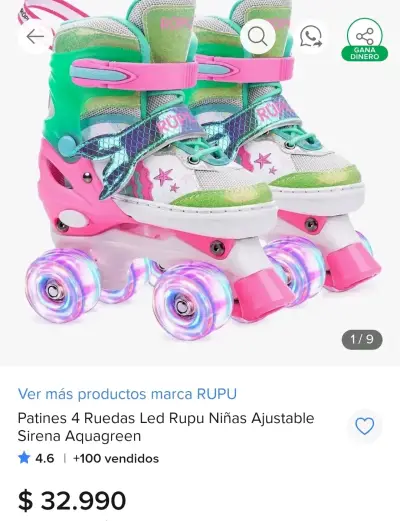 Patines 4 Ruedas LED Rupu Sirena Ajustables - miniatura 4