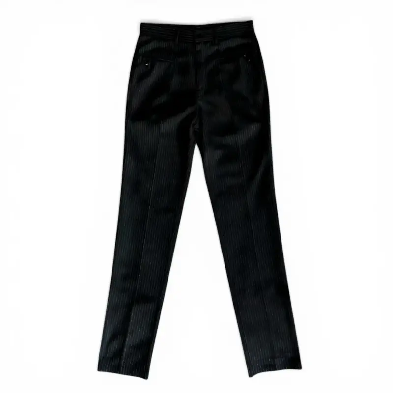Pantalón de Gabardina Talla L Mujer Negro Rayas - 2