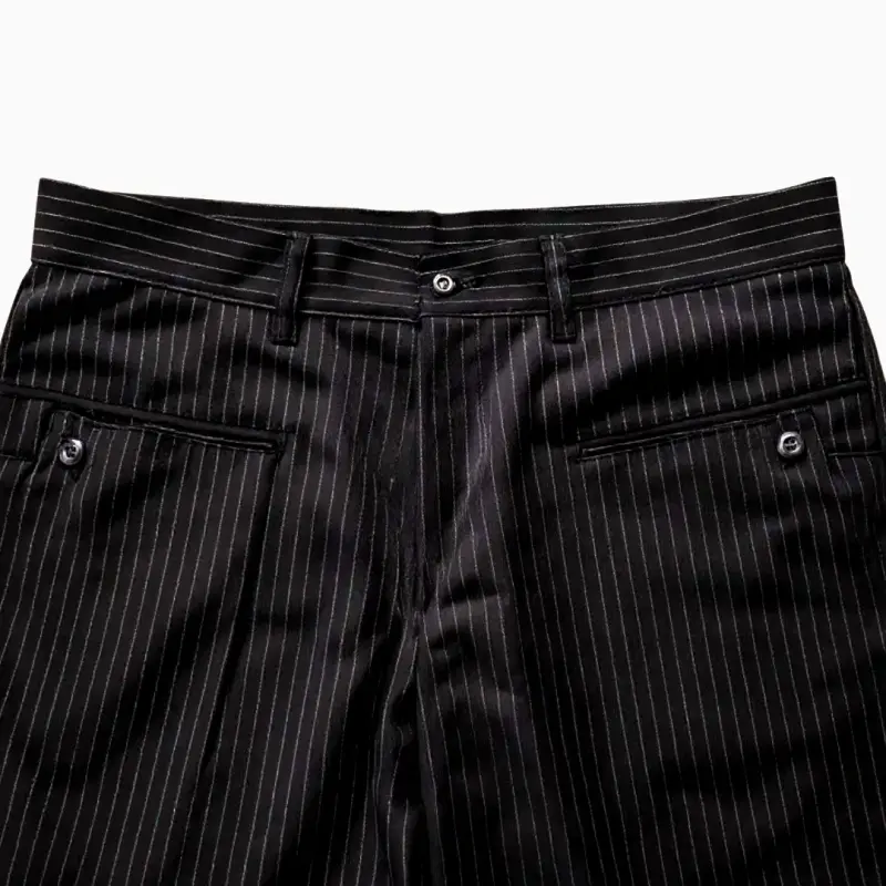 Pantalón de Gabardina Talla L Mujer Negro Rayas - 3
