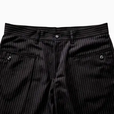 Pantalón de Gabardina Talla L Mujer Negro Rayas - miniatura 3