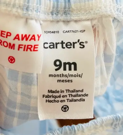Conjunto de bebe a cuadros azul Carter's 9 meses - miniatura 4