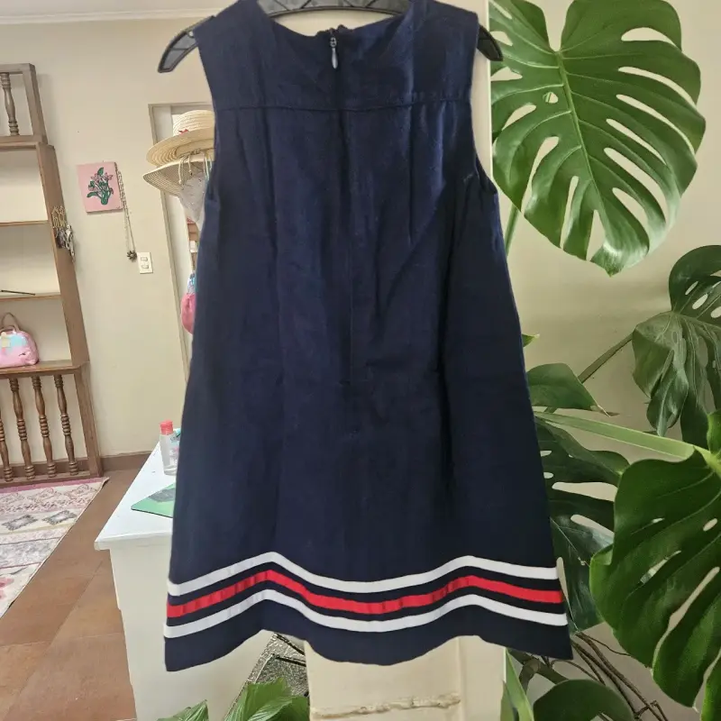 Vestido azul marino para niña con detalle de lazo - 2