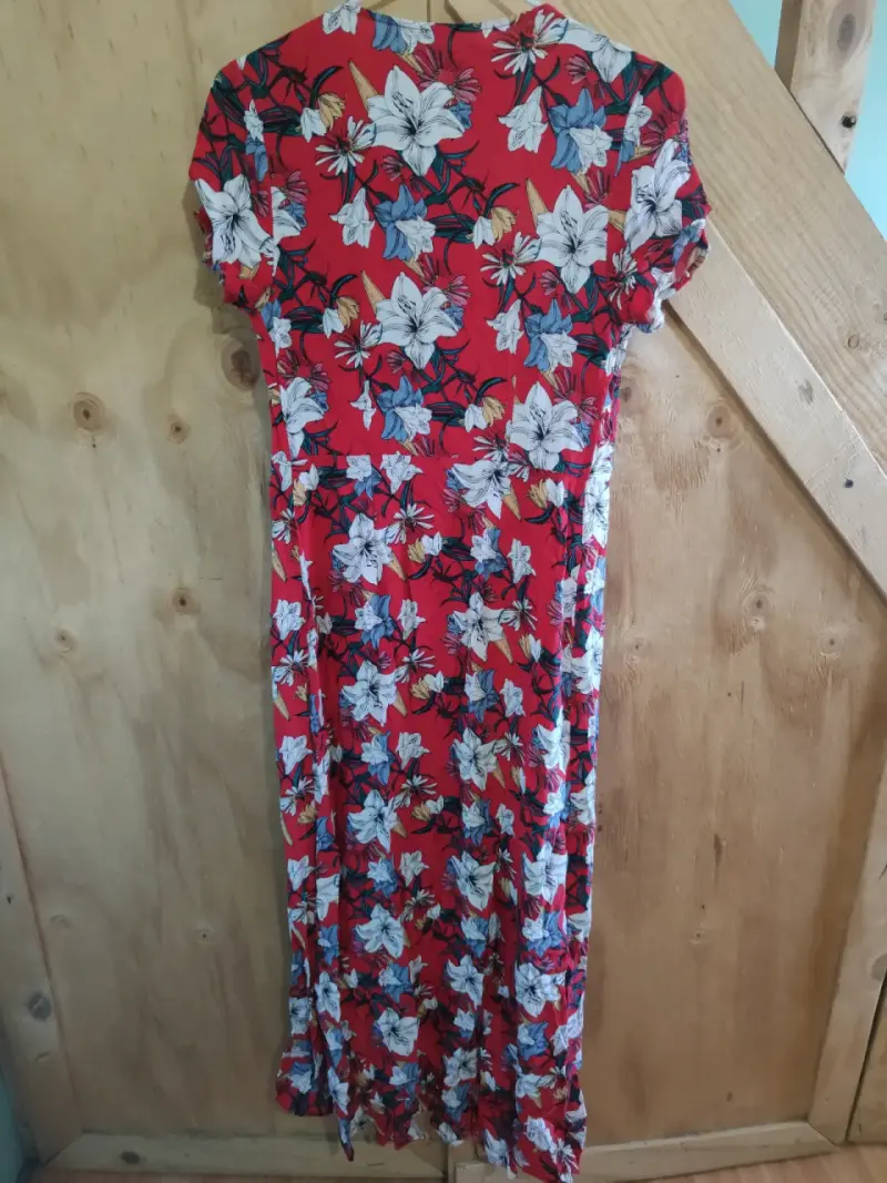 Vestido tipo pareo largo floral rojo para mujer - 4