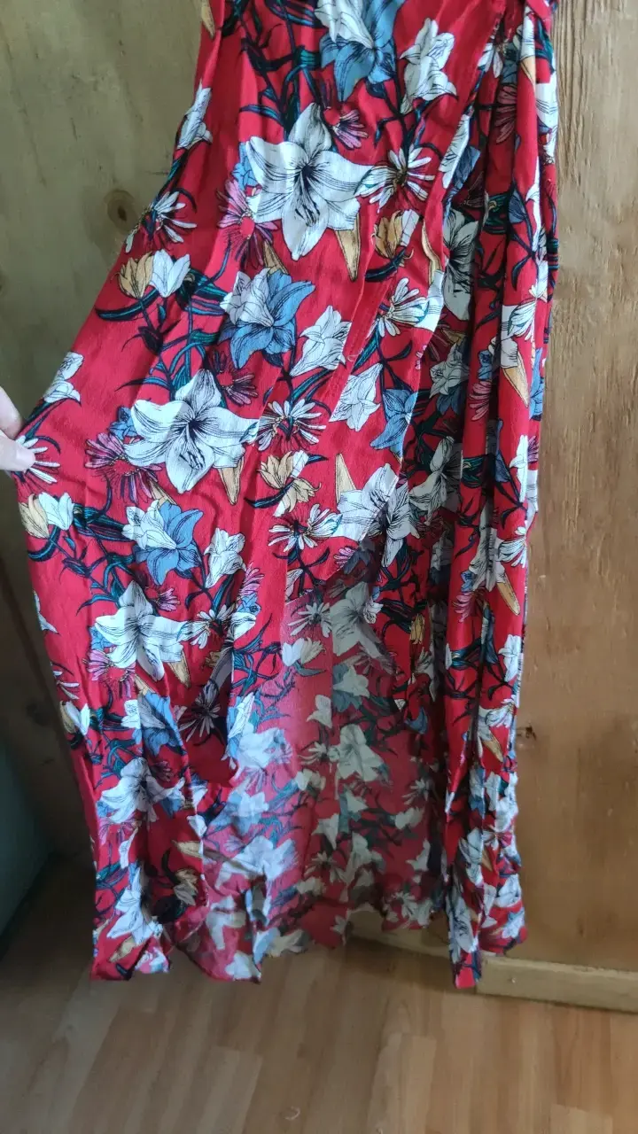 Vestido tipo pareo largo floral rojo para mujer - 6