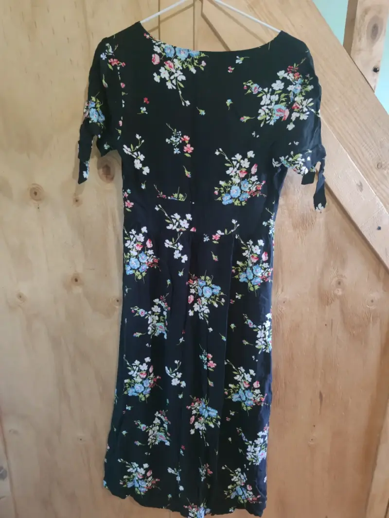 Vestido largo floral negro con botones talla XS - 4