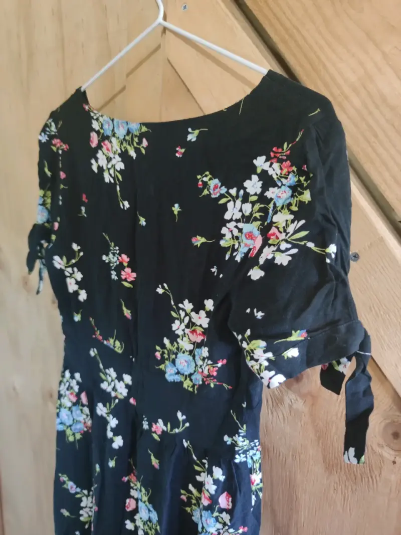 Vestido largo floral negro con botones talla XS - 5