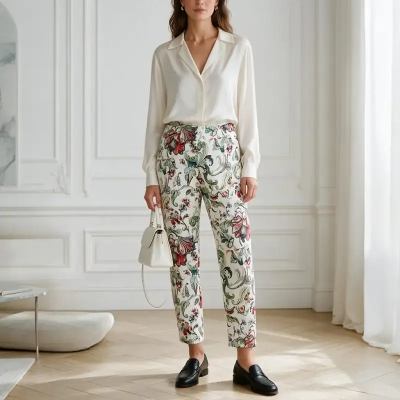 Pantalón Capri Ralph Lauren Talla L Floral - 3