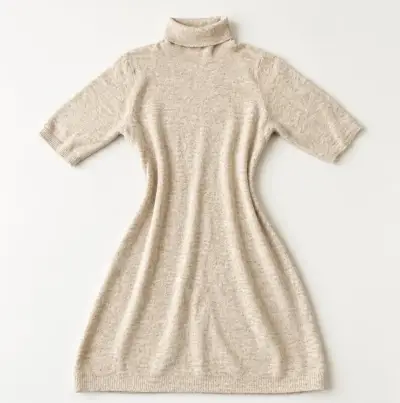 Vestido de punto beige Ever.me con cuello alto - miniatura 1