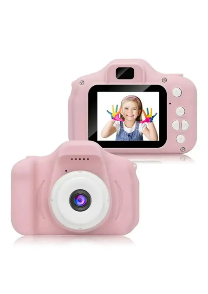 Cámara digital infantil rosa con pantalla LCD