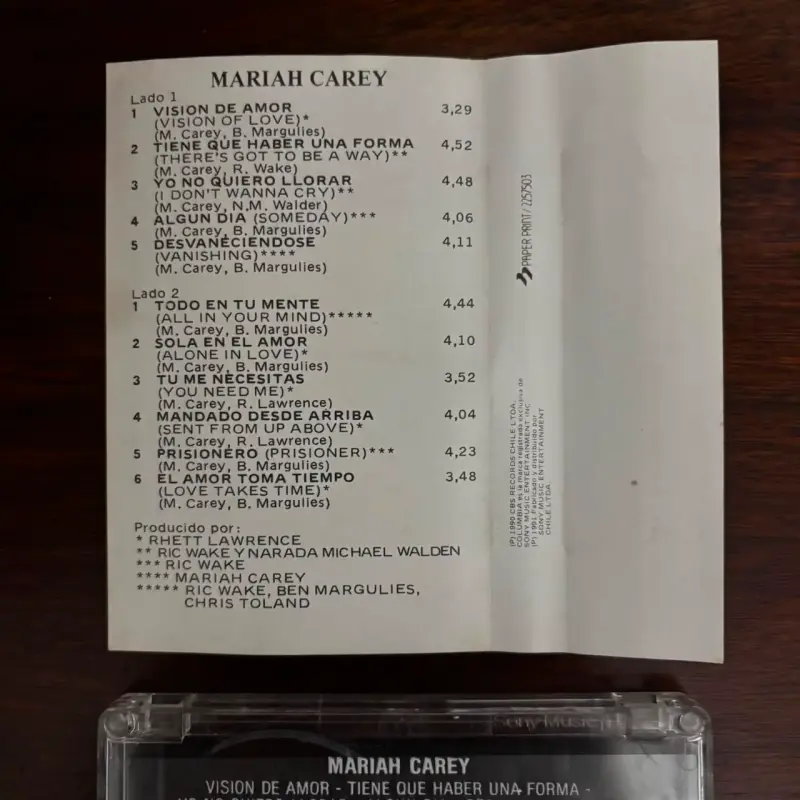 Cassette Mariah Carey Álbum Homónimo 1991 Chile - 5