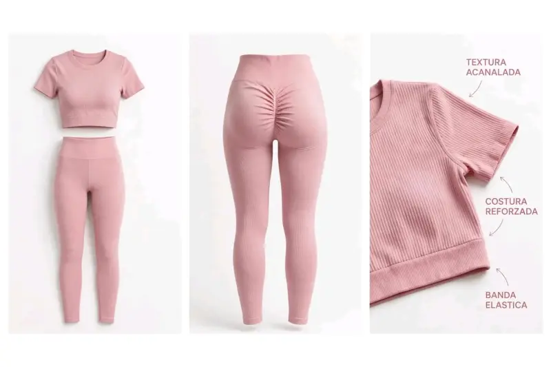 Conjunto deportivo mujer textura acanalada - 1