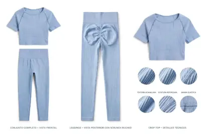 Conjunto deportivo mujer textura acanalada - miniatura 2