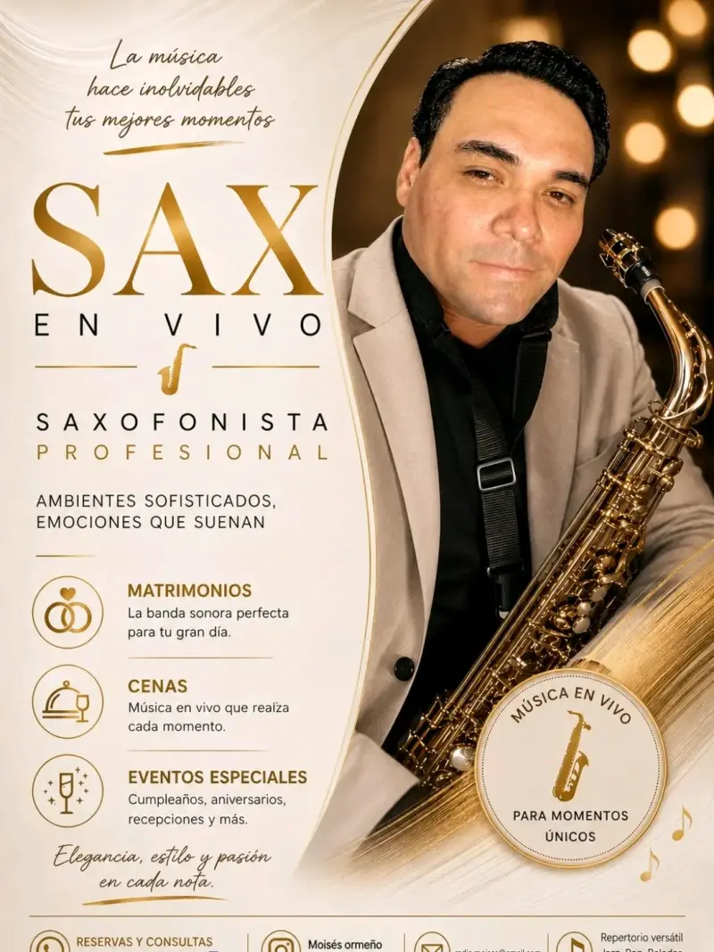 Servicio de Saxofonista Profesional para Eventos
